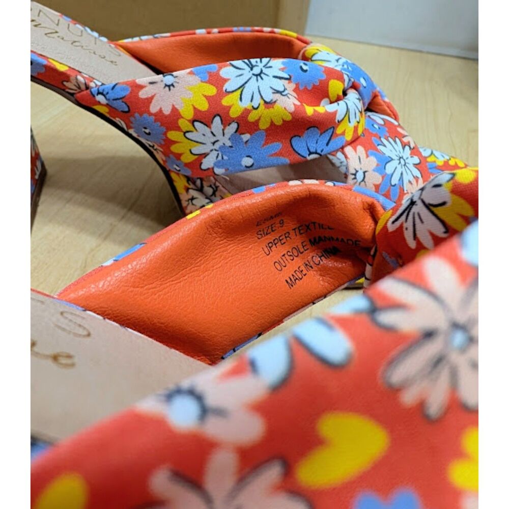 Coconuts by Matisse Red Floral Esme Knot Slide Heeled Dress Sandals Size 9 NIB - Picture 11 of 14